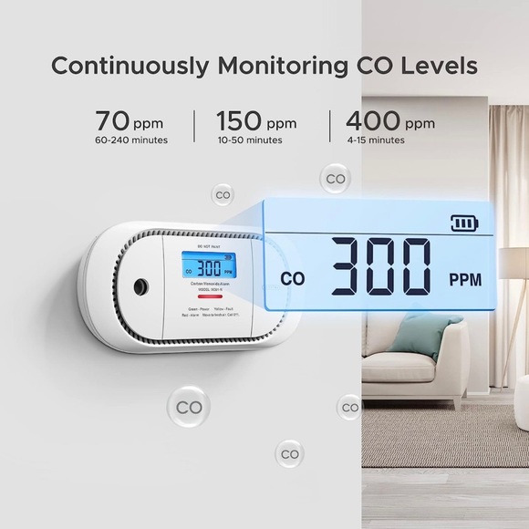 X-Sense Carbon Monoxide Detector Alarm with Digital LCD Display, Replaceable Ba - Picture 5 of 8